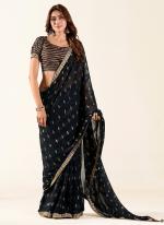 Georgette Black Party Wear Weaving Saree